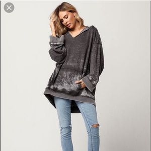 Grey distressed oversized freepeople sweatshirt